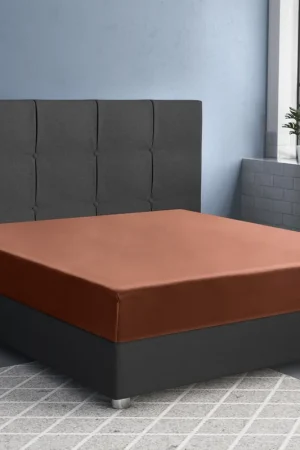 Satijnen Hoeslaken Bruin 160 x 200 Nieuw