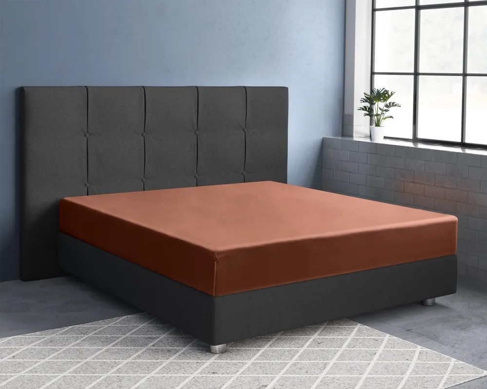 Satijnen Hoeslaken Bruin 160 x 200 Nieuw