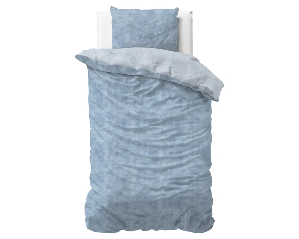 Gewassen katoenen flanel blauw 140 x 220 Betrouwbaar