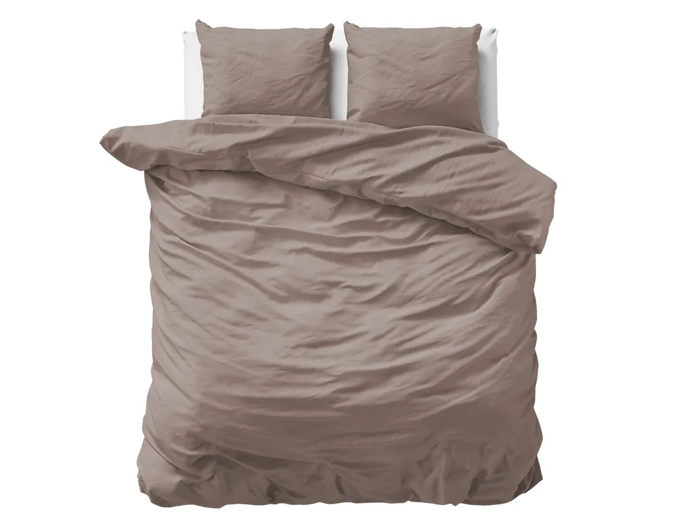 Effen satijnen dekbedovertrek taupe 240 x 200/220 Betaalbaar