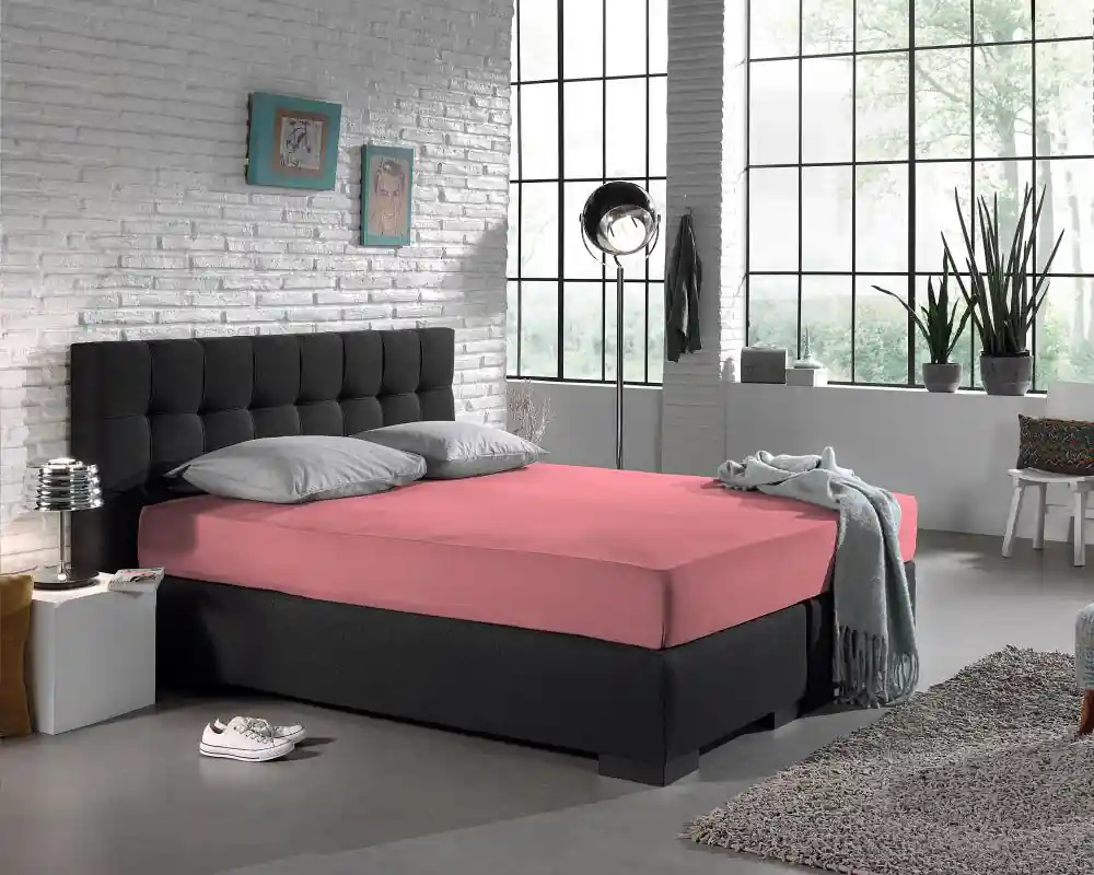 Hoge Kwaliteit Eenpersoons jersey 135 gr. hoeslaken roze 140 x 200