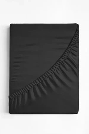 Aanbieding Katoenen Hoeslaken Zwart 80 x 200