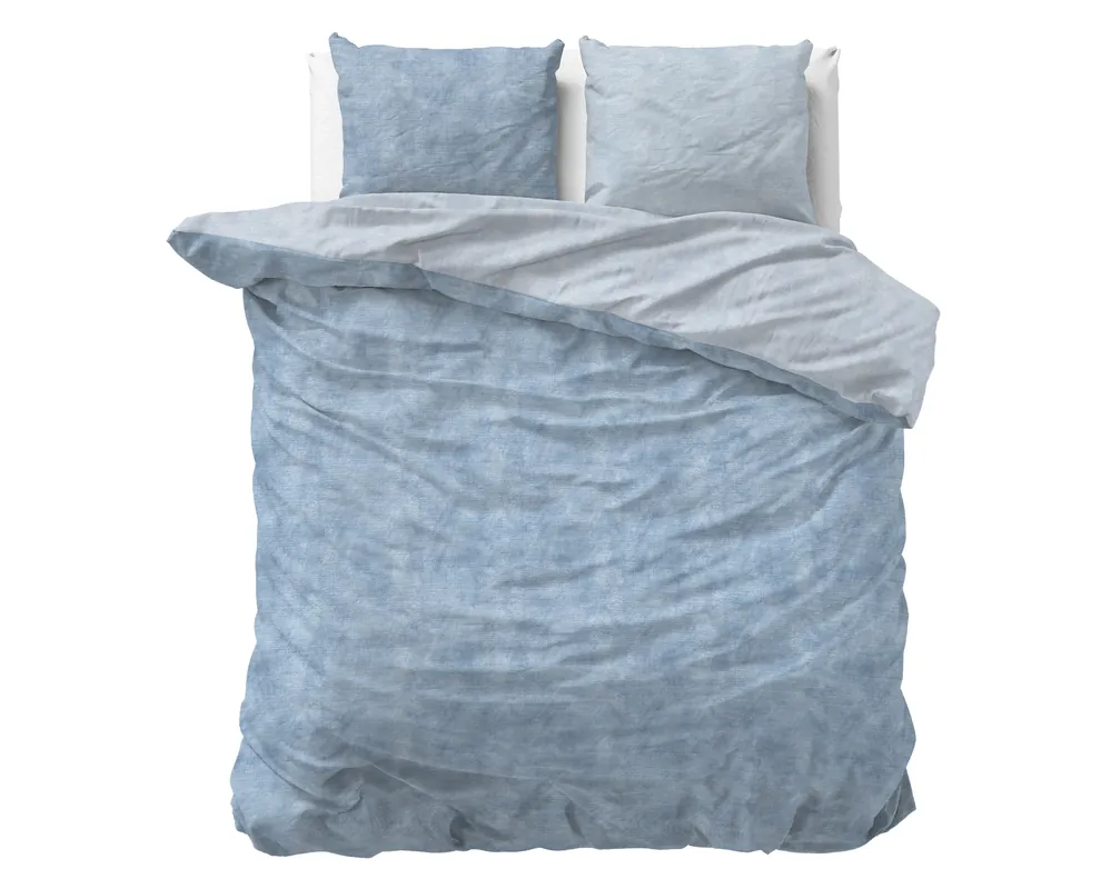 Flanel van gewassen katoen blauw 240 x 220 Rechtstreeks Van De Fabrikant