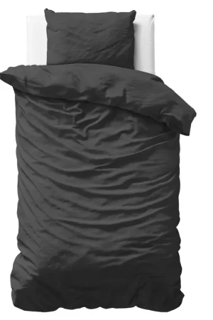 Veilige Betaling Effen satijnen dekbedovertrek zwart 140 x 200/220