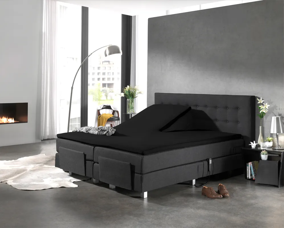 Splittopper katoenen hoeslaken zwart 160 x 210 Meest Verkocht