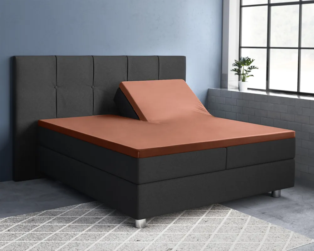 Dagaanbieding Splittopper satijnen hoeslaken bruin 180 x 200