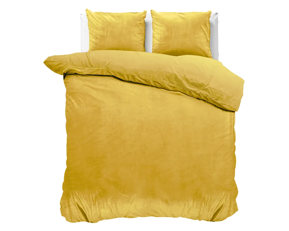 Fluwelen effen dekbedovertrek goud 200 x 220 Express Levering
