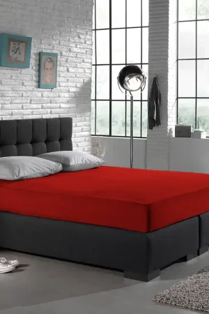 Enkel jersey hoeslaken 135 gr. rood 160/180 x 200 Weekendaanbieding