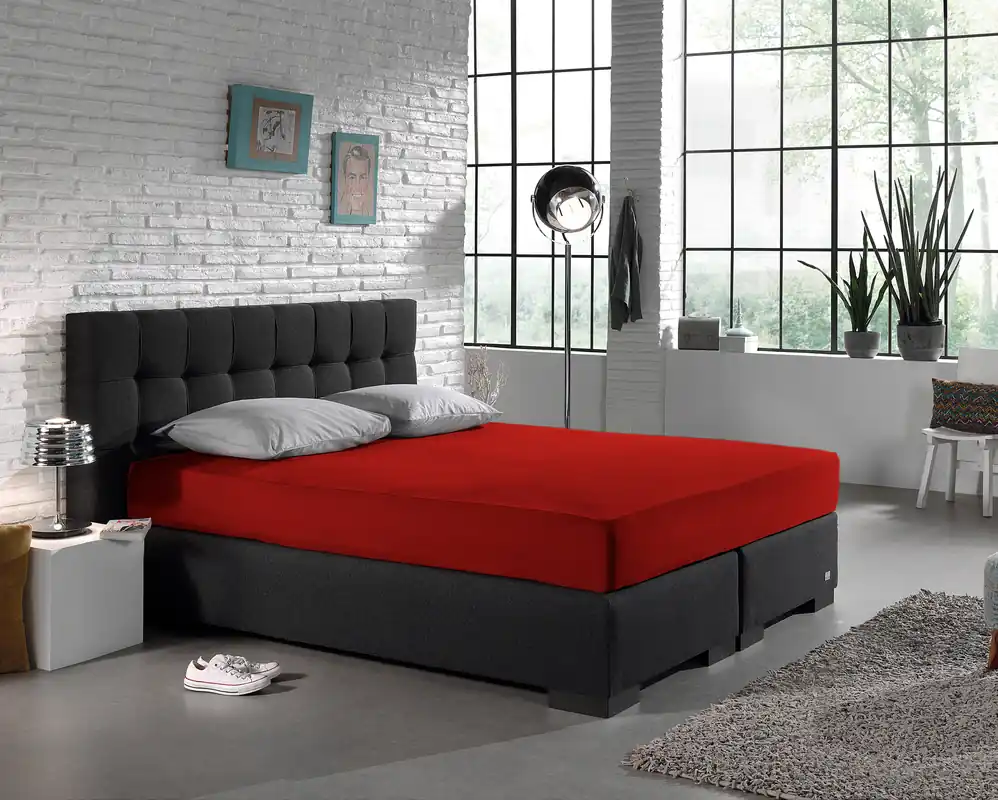Enkel jersey hoeslaken 135 gr. rood 160/180 x 200 Weekendaanbieding