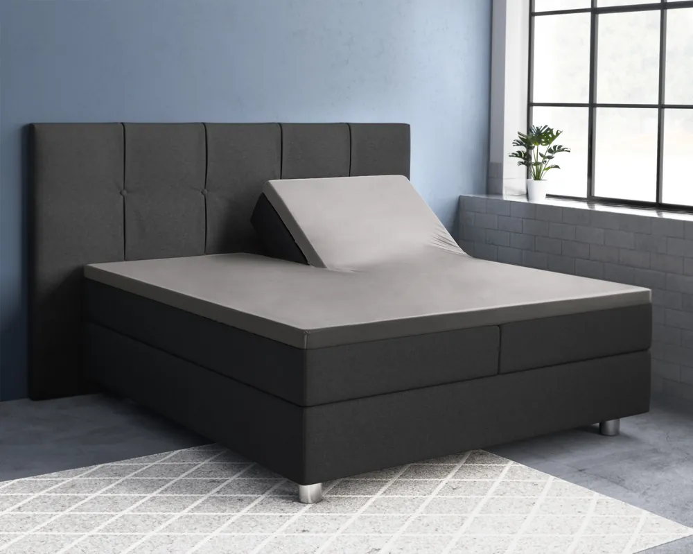 Splittopper satijnen hoeslaken grijs 180 x 200 cm Hete Deal