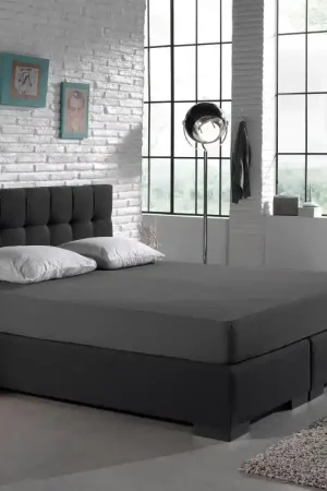 Dubbel Jersey 220 gr. Hoeslaken Antraciet 160/180 x 200/220 Actieprijs