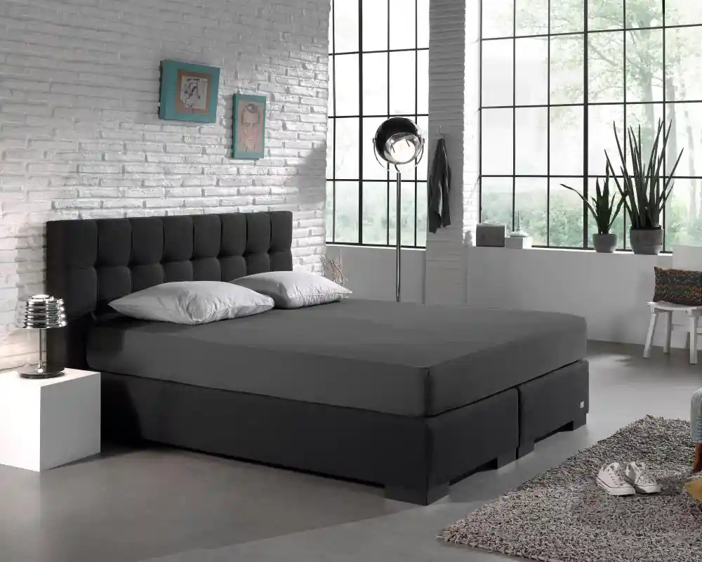Dubbel Jersey 220 gr. Hoeslaken Antraciet 160/180 x 200/220 Actieprijs