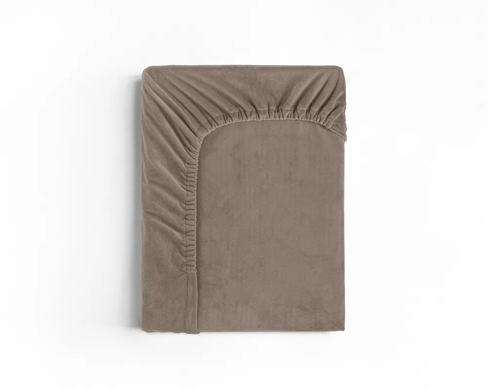 Snelle Levering Fluwelen hoeslaken taupe 160 x 200