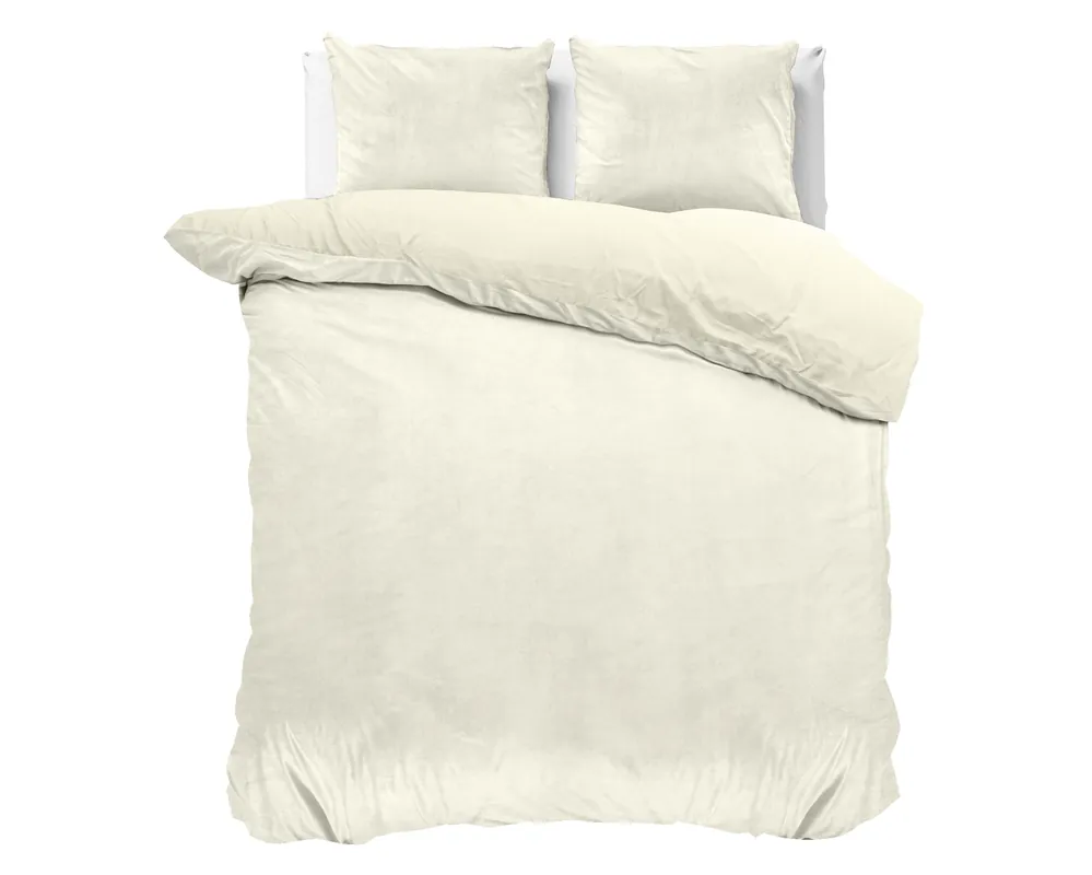 Fluwelen effen dekbedovertrek crème 240 x 220 Must-Have