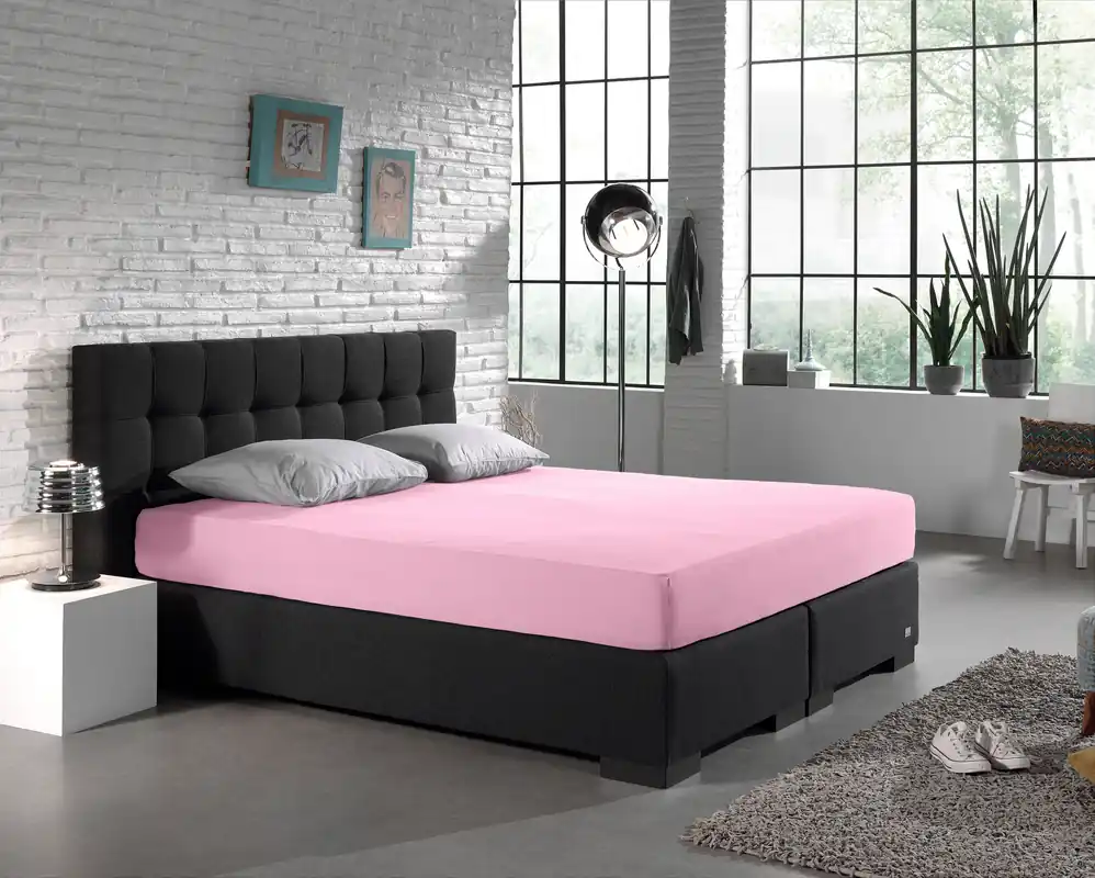 Beperkt Aanbod Dubbel jersey 220 gr. hoeslaken roze 140 x 200/220