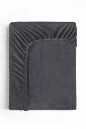 Velvet hoeslaken antraciet 90 x 200 Favoriet
