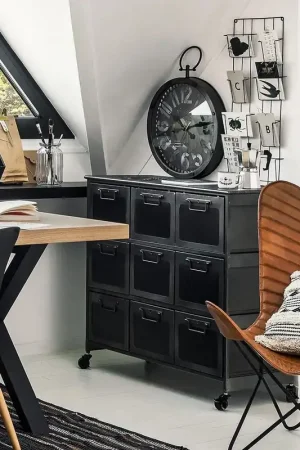 Voordeelprijs Ladekast - Chiffoniere - Zwart Metaal, 9 Lades - Broc