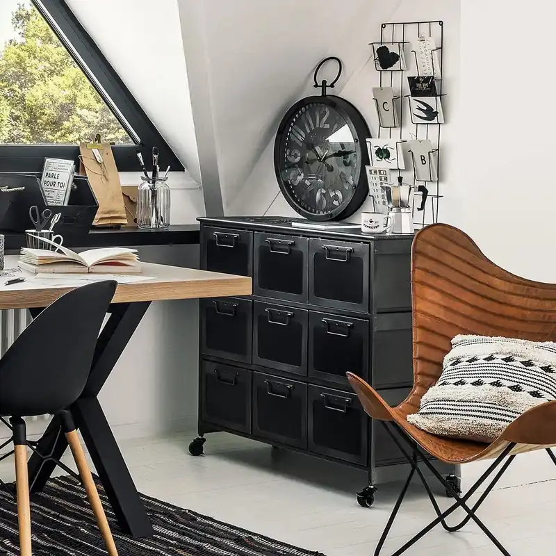 Voordeelprijs Ladekast - Chiffoniere - Zwart Metaal, 9 Lades - Broc