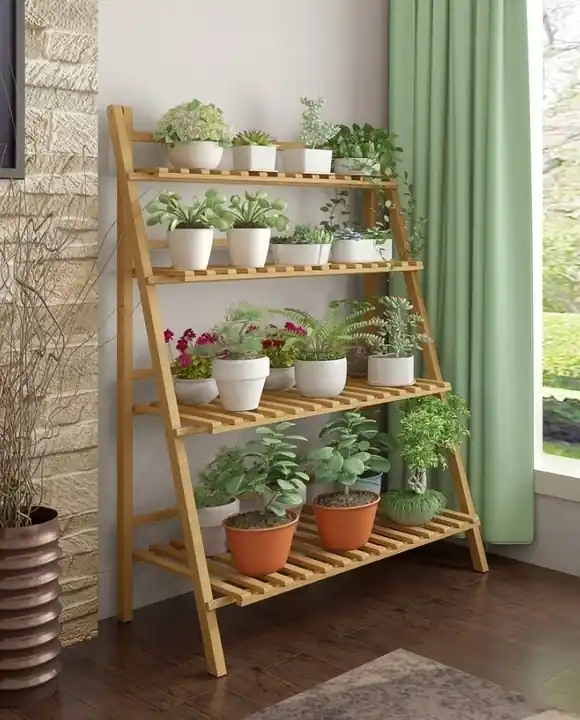 Exclusieve Aanbieding Plantenrek met 4 etages - Opbergrek - Inklapbaar - Plantenladder