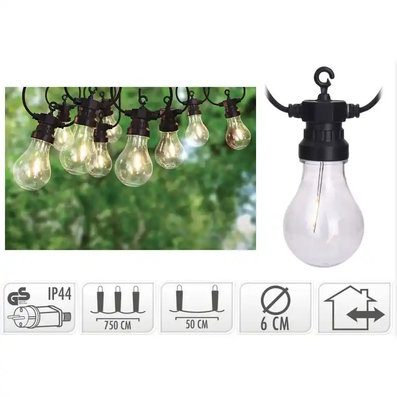 Lichtsnoer met 10 LED Filament - diameter 6cm Laatste Kans