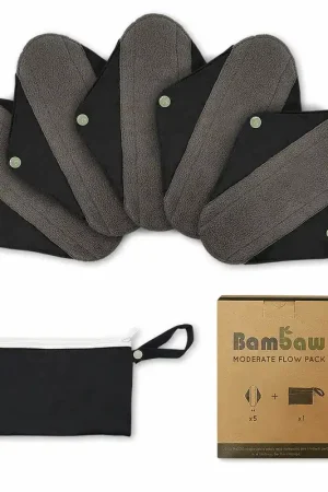 Bambaw - Bamboe Wasbare Inlegkruisjes - Set van 5 - Moderate Flow Nieuw