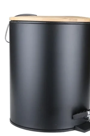 Finale Uitverkoop Soft Close Prullenbak met Voetpedaal – Bamboe Deksel – 5 Liter