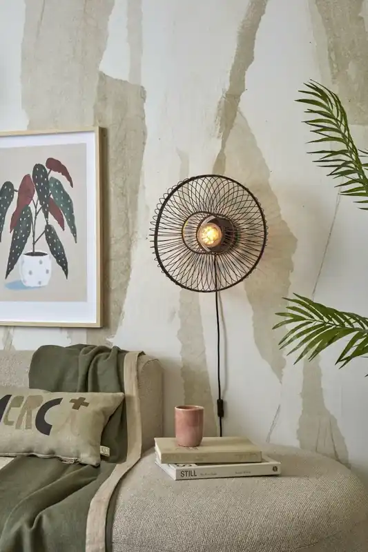 Wandlamp - Hokkaido - Textiel - Zwart - Good&Mojo Direct Beschikbaar