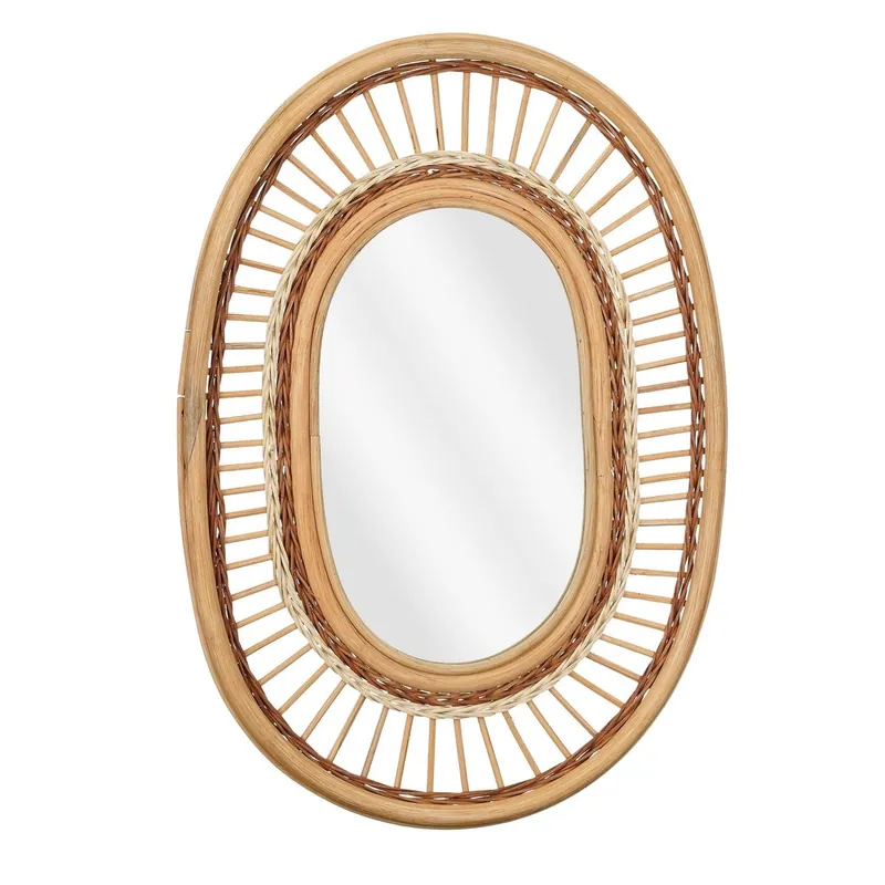 Wandspiegel Oker Rotan Hout 59x40x3 cm Finale Uitverkoop