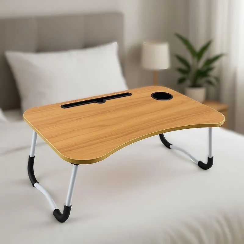 Opklapbare Laptoptafel - Bedtafel - 60x40 cm - Houtlook Betrouwbaar