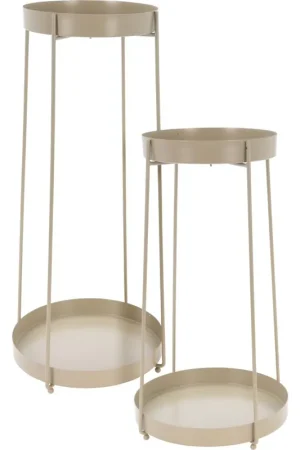 Fabrieksprijs Plantenstandaard Set van 2 - Taupe - 46 + 58 cm