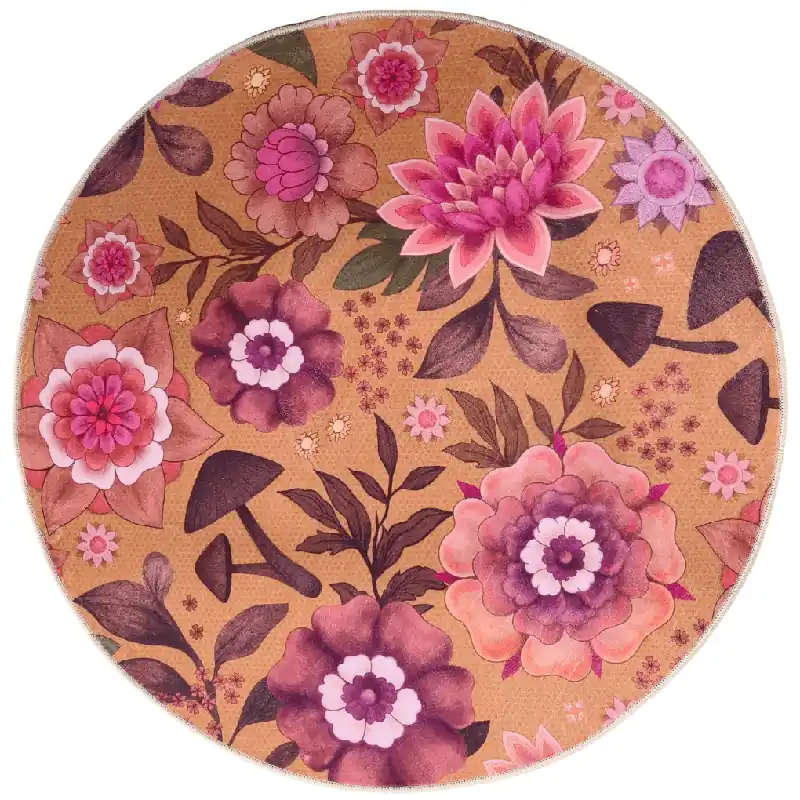 Aanbieding Badmat Peacefull dark yellow - rond