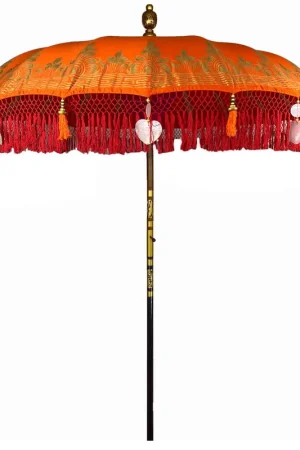 Balinese parasol oranje met goud Voordeelprijs