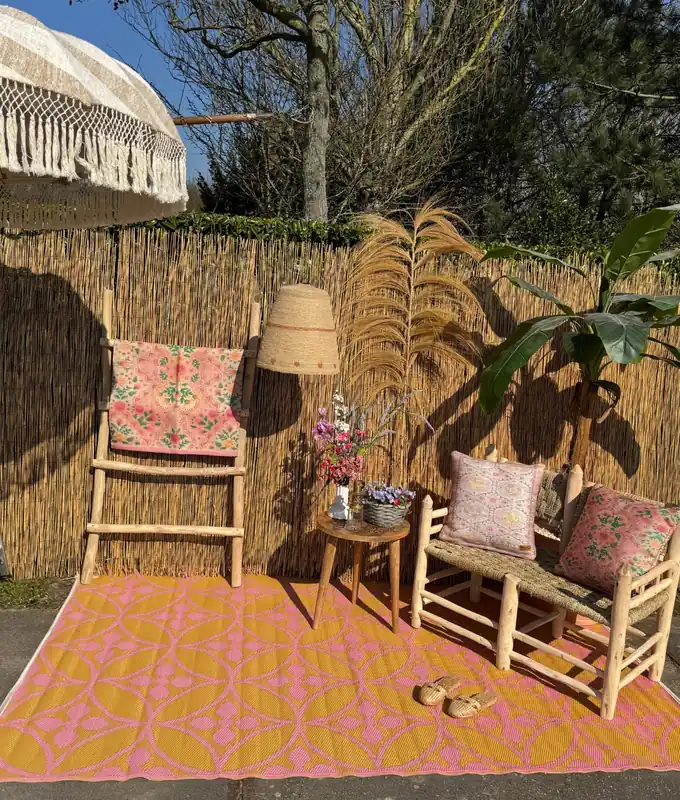 Koopje Buitenkleed - zacht roze, okergeel