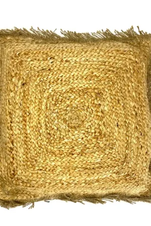 Jute kussen franjes Koopje