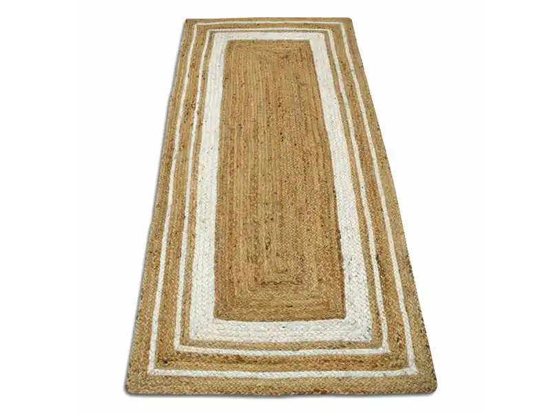 Loper jute naturel met witte rand Op = Op