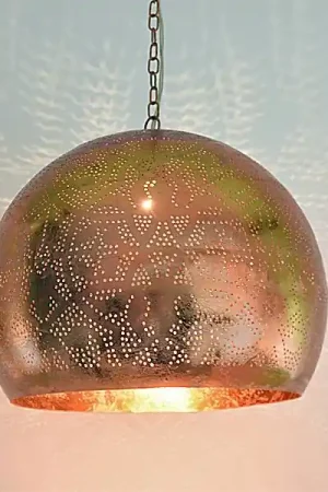 Oosterse koperen hanglamp filigrain Merkproduct