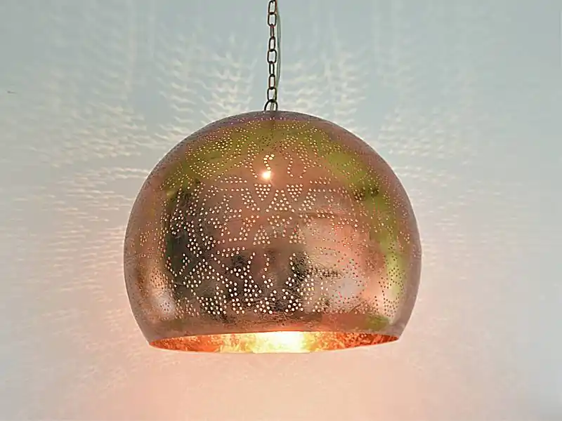 Oosterse koperen hanglamp filigrain Merkproduct