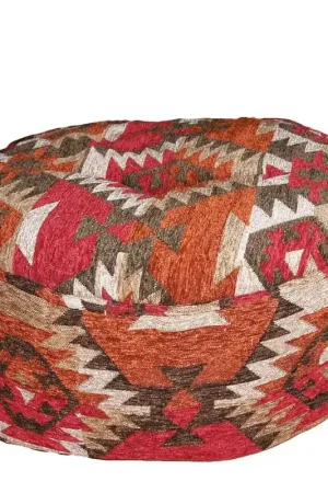 Uitverkoop Gezellige poef rond kelim design warme kleur