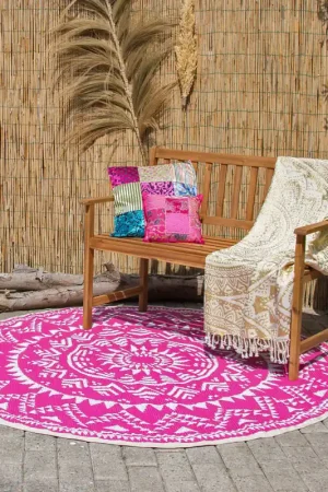 Wonder RugsRond fuchia wit buitenkleed Speciale Aanbieding