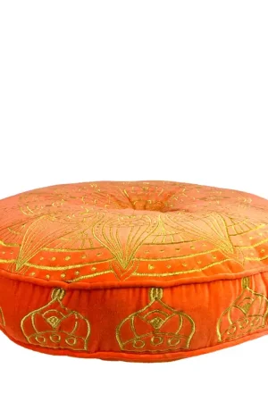 Weekendaanbieding Rond oosters vloerkussen lotus goud