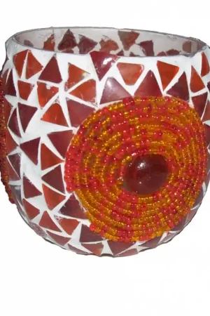 Waxinelichthouder large rood beads en triangle Betaalbaar