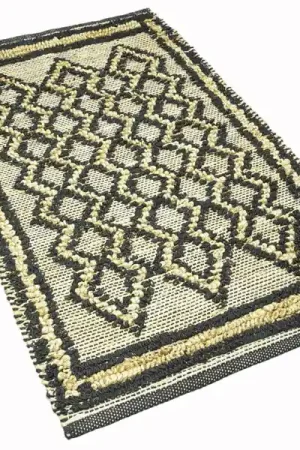 Zwart jute vloerkleed met franjes Betaalbaar