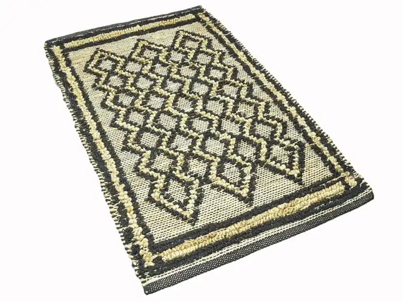 Zwart jute vloerkleed met franjes Betaalbaar