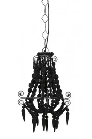 Zwarte kralen hanglamp hout Uitverkoop