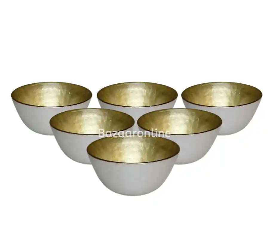 Finale Uitverkoop Bricard kommetjes set van 6 - Ø11 cm - wit/goud