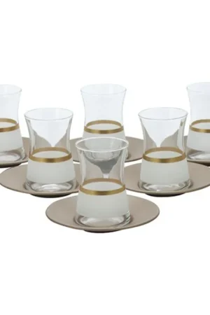 Actieprijs Bricard - Lines - 12 -Delig - Wit/Goud - Theeglazen