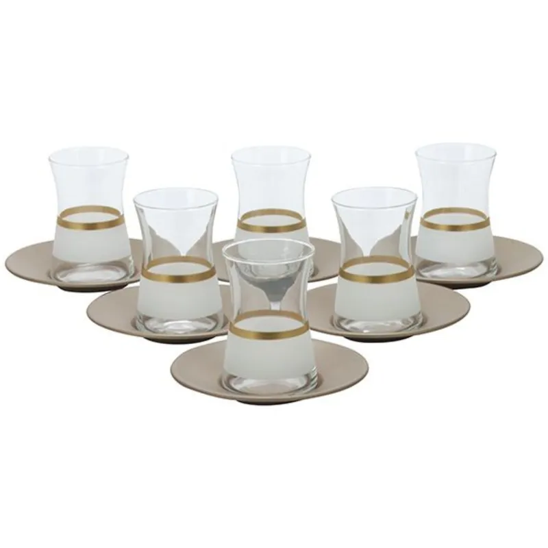 Actieprijs Bricard - Lines - 12 -Delig - Wit/Goud - Theeglazen