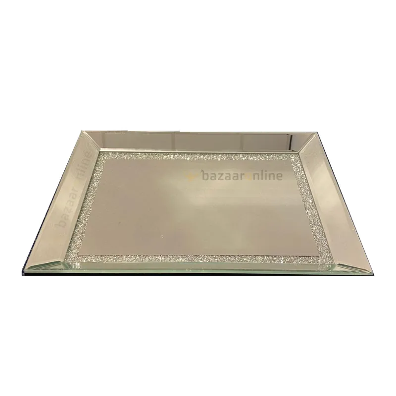 Dienblad Julia - Klein - 25 x 40 cm - Zilver / Spiegelglas Speciale Aanbieding