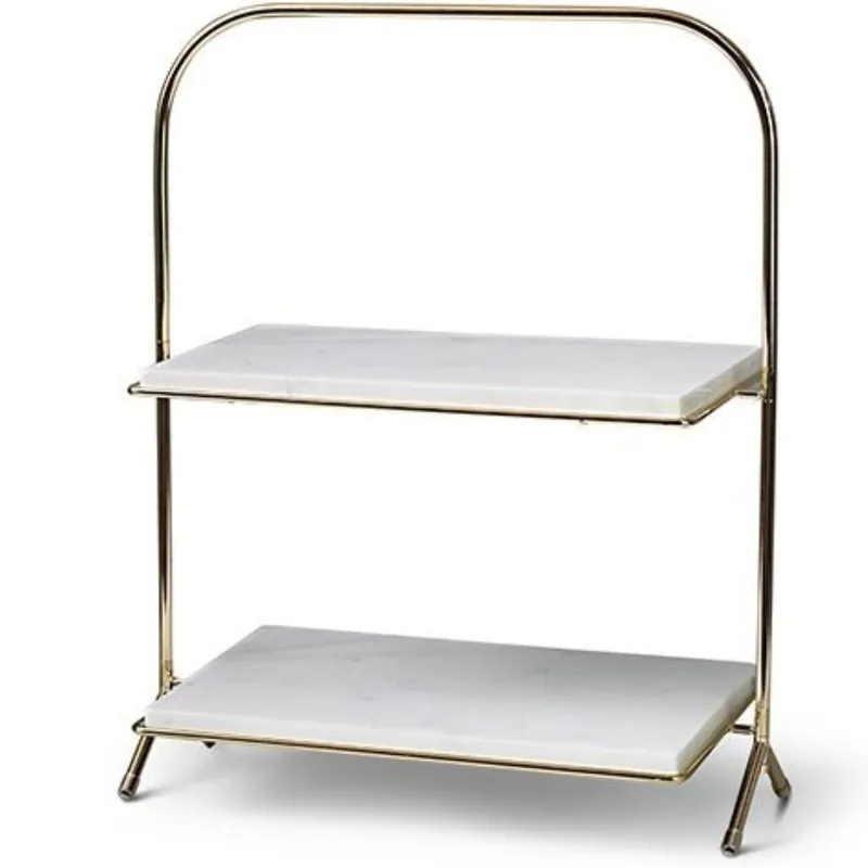 Gratis Retour Etagère Elegance - Rechthoekig - Wit Goud - Marmer