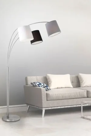Betrouwbaar Leuchten-Direkt MELVIN Staande lamp Grijs, Zwart, Wit, 3-lichts